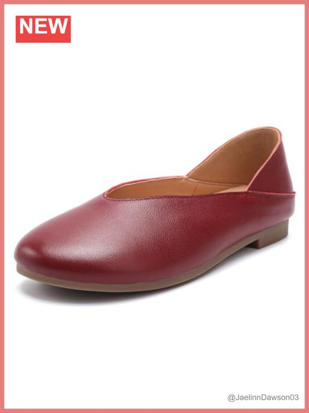 Women's Leather Ballet Flats Round Toe Slip-Ons Comfortable Low Heel Work Casual